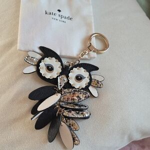 Kate Spade Black and Silver Owl Key Holder & Dust Bag